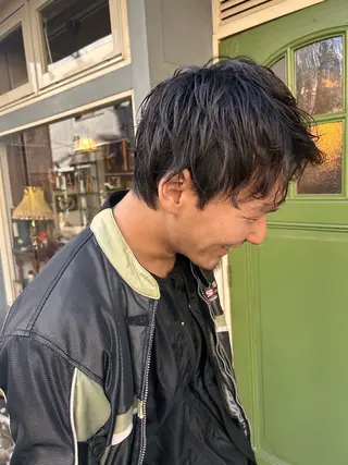 ショート パーマ メンズ 清水千優/パーマ/透 明感カラー/メンズのヘアスタイル