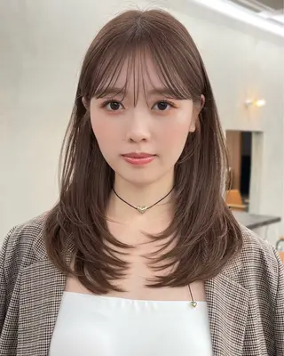 ミディアム カラー ヘアアレンジ 【柔らか透明感✨/ 似合せ前髪】大石葉月のヘアスタイル