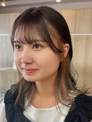 ミディアム カラー 野田頭 心🌿/ボブ レイヤー/艶カラーのヘアスタイル