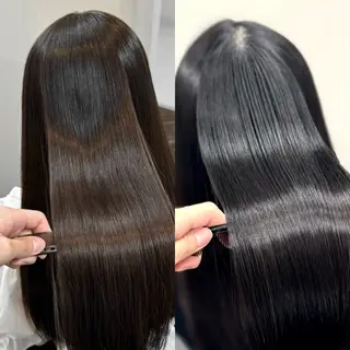 ロング パーマ ブリーチなし Ⅰ 髪質改善カラーのヘアスタイル