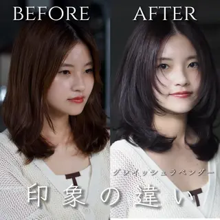 ミディアム ウルフとデザイン カラーの神のヘアスタイル