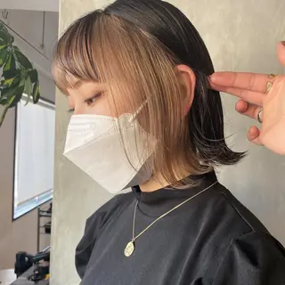 ショート カラー ヘアアレンジ 切りっぱなしボブ/ デザインカラー店長のヘアスタイル