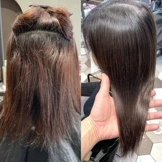 セミロング カラー 縞田 健一のヘアスタイル