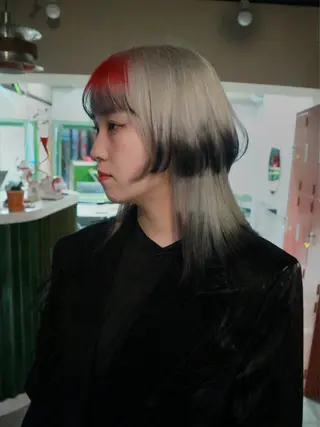 セミロング カラー ハイトーン/メンズ/ デザイン/梅田/ミユのヘアスタイル