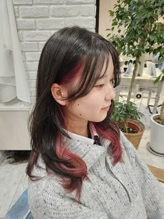 ミディアム カラー 顔周りレイヤーカット 髪質改善代表西村功平のヘアスタイル