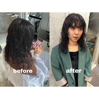 セミロング パーマ お悩み解決パーマ hana🩰のヘアスタイル