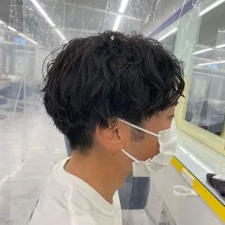 ショート パーマ ヘアアレンジ メンズ ☁️縮毛矯正✖️ 透明感☁️りくのヘアスタイル