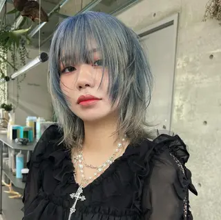 ミディアム カラー ハッシュカット カシマハヤトのヘアスタイル