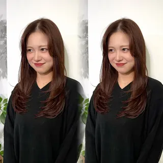 ロング 絹髪矯正/艶カラー /透明感/石田桃子のヘアスタイル