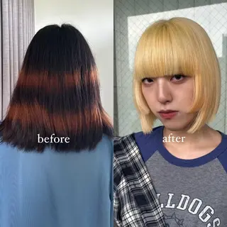 ミディアム カラー 💫miyu💫デザ インカラー/アレンジのヘアスタイル