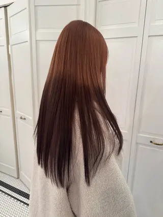 カラー ブリーチカラー🎀 韓国風/寺門美優のヘアスタイル