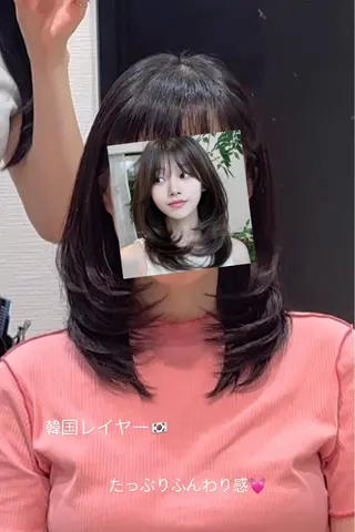 ミディアム カラー パーマ ヘアアレンジ パク・ボミン小野リエ 韓国ハーフ🦊のその他イメージ