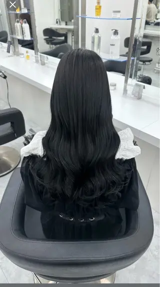 ロング 韓国ヘア/ブリーチ無 しWカラー/オリーブのヘアスタイル