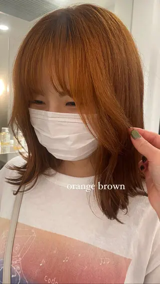 セミロング カラー ミオ💎透ける暗髪/ ブリーチなしWカラーのヘアスタイル