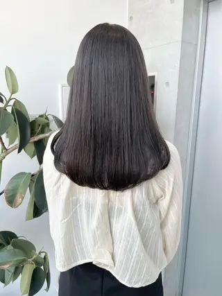 ミディアム パーマ ヘアアレンジ 透明感/オリーブ/ グレージュ/YUKAのヘアスタイル