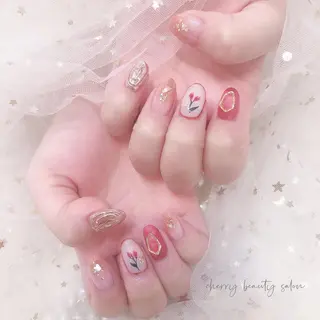 ミディアム ネイル SAKURA 🍒のネイルデザイン