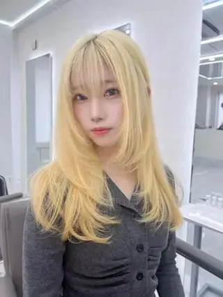 カラー ロング 女性専用サロン梅田 髪質改善カラーakiのヘアスタイル