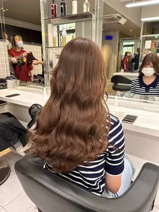 ロング カラー パーマ ヘアアレンジ メンズ キッズ 🦋透明感グレージュ /韓国レイヤー🦋のヘアスタイル