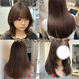 セミロング カラー 韓国ボブ/レイヤー/ ハイトーン/まなみのヘアスタイル