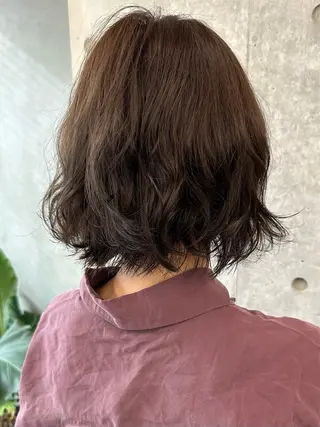 ミディアム パーマ 小顔ボブ/お悩み解決 /ボブパーマ/とういのヘアスタイル