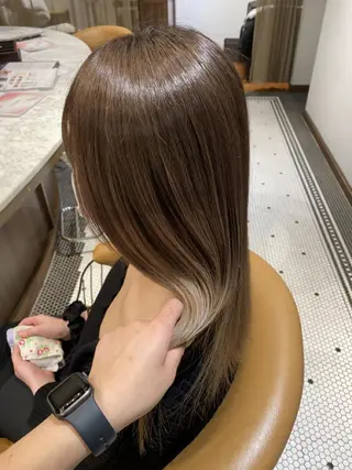 ロング カラー 海外風カーテンバング Mao広尾美容室のヘアスタイル