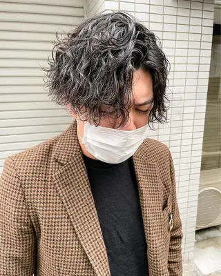 ミディアム パーマ メンズ メンズパーマ メンズ特化ryoのヘアスタイル