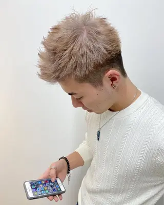 ショート カラー パーマ ヘアアレンジ メンズ 【池袋/スパイキー ショート】ⓝⓘⓜⓤのヘアスタイル