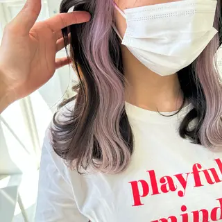 セミロング カラー ダブルカラー 韓国レイヤーKYONのヘアスタイル