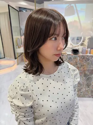 ミディアム カラー SAYAKA 🍒／ボブ／暖色のヘアスタイル