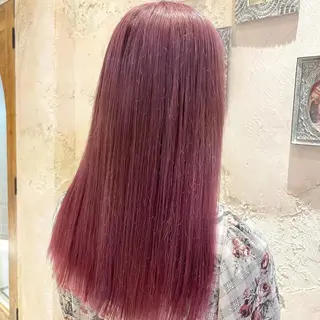 ロング 川井麻由🎀アイドル 量産🎀ピンクカラーのヘアスタイル