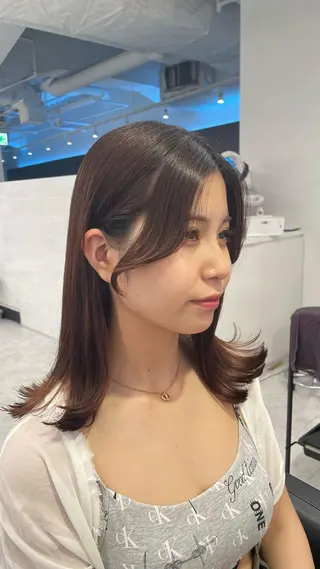 セミロング ヘアアレンジ ❣️ブリーチなし暖色 ayu❣️のヘアスタイル