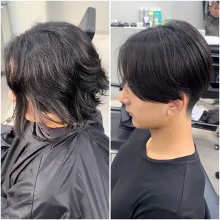 セミロング パーマ メンズ 曲がる縮毛矯正 LIBER 岩名のヘアスタイル