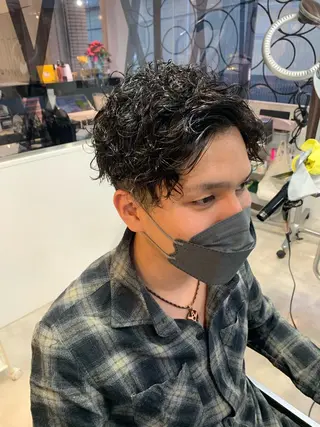 ショート メンズ メンズパーマ/難波/ 心斎橋　室園亮佑のヘアスタイル