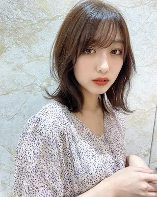 ミディアム カラー 店長/mao/ 前髪/顔周りカットのヘアスタイル