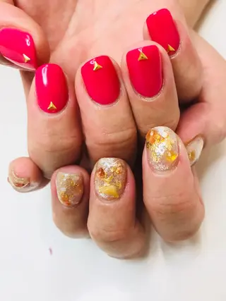 セミロング カラー パーマ ネイル マツエク・マツパ Sunny side nailのネイルデザイン