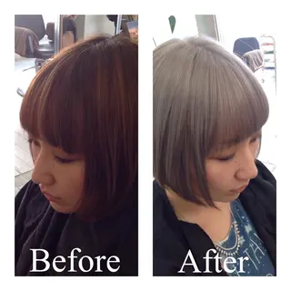 ショート ミディアム カラー アオガミ （前髪顔周りカット）のヘアスタイル