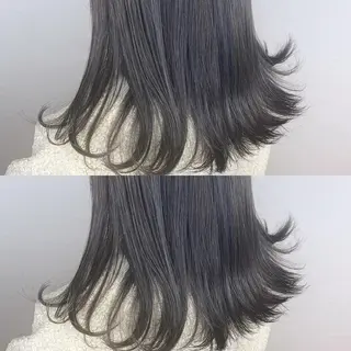 セミロング カラー 韓国レイヤーカット/ ダブルカラーのヘアスタイル