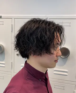 ショート カラー パーマ メンズ キッズ 栄💗レイヤーカット ｜韓国風｜haruのヘアスタイル