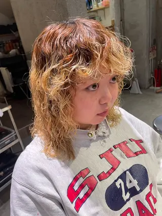 ミディアム パーマ LEAPS adore都島店所属・みゆう 都島/透明感のヘアスタイル