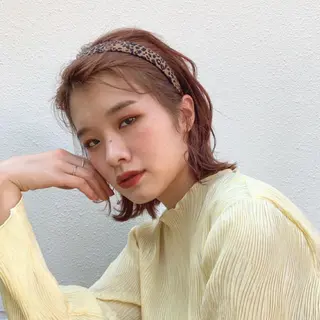 ミディアム カラー ヘアアレンジ satsuki 暖色・ブラウンカラーのヘアスタイル