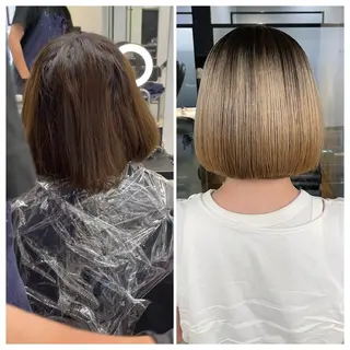 ショート け んブリーチ縮毛矯正のヘアスタイル