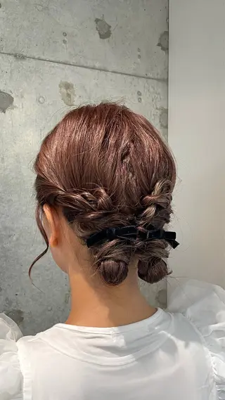 セミロング ヘアアレンジ 透けカラー/ アレンジ/篠崎渚彩のヘアスタイル