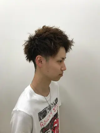 ショート パーマ メンズ ブリーチカラー/ 岩破瑞希のヘアスタイル