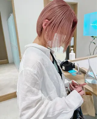 ミディアム カラー ヘアアレンジ ボブ/プツボブ tsumuguのヘアスタイル