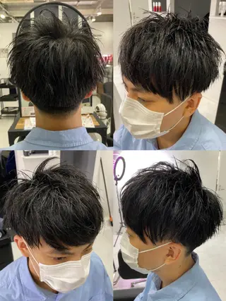 ショート カラー パーマ ヘアアレンジ メンズ 🔥メンズパーマ特 化🔥渡辺一翔🔥のヘアスタイル