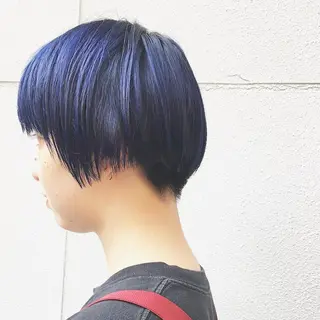 ショート カラー ブリーチ、パーマ 西部笑のヘアスタイル