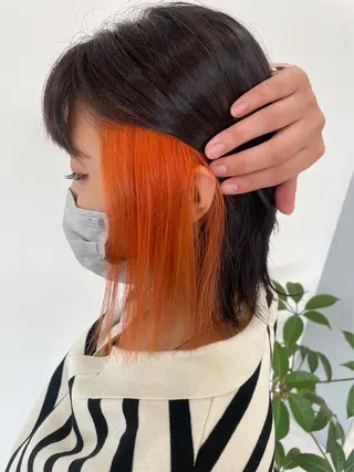 ミディアム カットモデル¥0 シールエクステのヘアスタイル