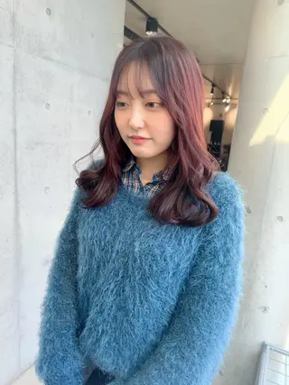 ロング カラー パーマ ヘアアレンジ 透明感/オリーブ/ グレージュ/YUKAのヘアスタイル