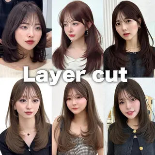 セミロング レイヤーカット/ 顔まわり/アオイのヘアスタイル