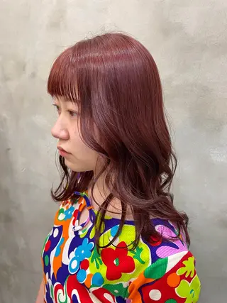 ミディアム カラー 【ピンク/韓国ヘア/ ヘアセット】亜海のヘアスタイル
